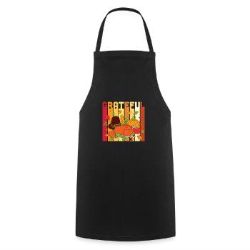 Thanksgiving Grateful Pumpkin Turkey - Cooking Apron - black - Front - AI Model Male 185 dark (185cm)