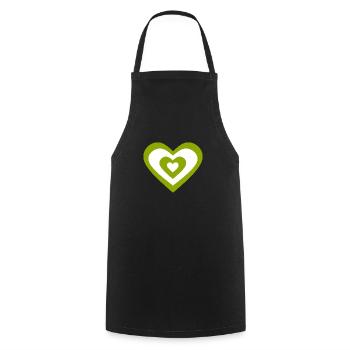 coeur vert coeurs verts couple cadeau - Tablier de cuisine - noir - Devant - AI Model Male 185 dark (185cm)
