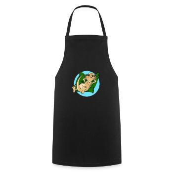 Bearded dragon cool on pillow reptile reptile - Cooking Apron - black - Front - AI Model Male 185 dark (185cm)