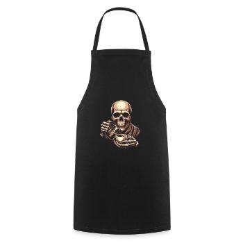 Skull mit Kaffeebecher Kaffee - Kochschürze - Schwarz - Vorne - AI Model Male 185 dark (185cm)