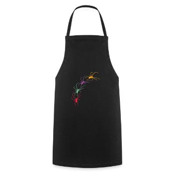De grandes araignées colorées rampant en diagonale - Tablier de cuisine - noir - Devant - AI Model Male 185 dark (185cm)