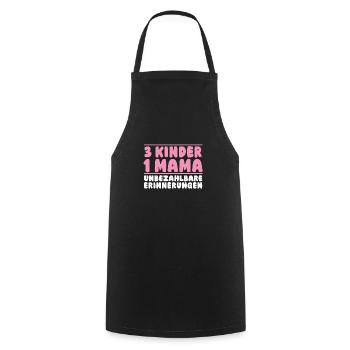 Maman de 3 enfants - Tablier de cuisine - noir - Devant - AI Model Male 185 dark (185cm)