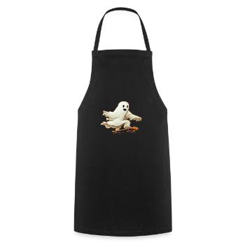 Funny Cartoon Comic style Ghost on his Skateboard - Cooking Apron - black - Front - AI Model Male 185 dark (185cm)