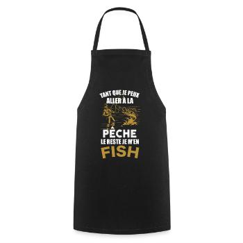 Je suis un pêcheur et je m'en fiche cadeau homme - Tablier de cuisine - noir - Devant - AI Model Male 185 dark (185cm)