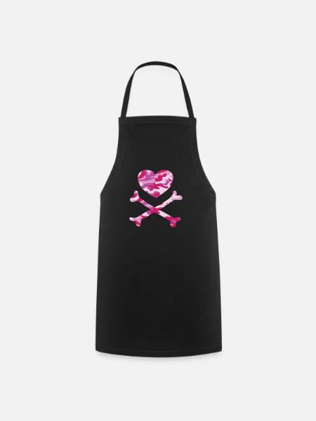 Coeur de pirate camo rose - Tablier de cuisine - noir