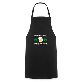 facilement distrait par le houblon - Tablier de cuisine - noir - Devant - AI Model Male 185 dark (185cm)