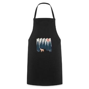 Wolf Nature Forests Mountains Moon Wilderness Gift - Cooking Apron - black - Front - AI Model Male 185 dark (185cm)