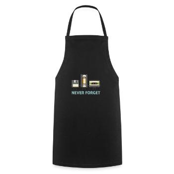 Never Forget Floppy Disk Video Tape Cassette - Cooking Apron - black - Front - AI Model Male 185 dark (185cm)
