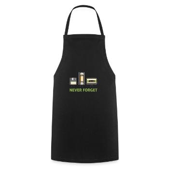 Never Forget Floppy Disk Video Tape Cassette - Cooking Apron - black - Front - AI Model Male 185 dark (185cm)