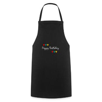 Birthday. HAPPY BIRTHDAY. Happy birthday. - Cooking Apron - black - Front - AI Model Male 185 dark (185cm)