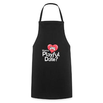 Wanna Playful Date? - Cooking Apron - black - Front - AI Model Male 185 dark (185cm)