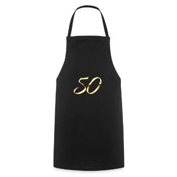 Gold 50 - Kochschürze - Schwarz - Vorne - AI Model Male 185 dark (185cm)