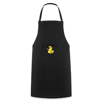 Womens Quak Yeah Funny Duck - Kochschürze - Schwarz - Vorne - AI Model Male 185 dark (185cm)