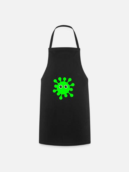 ★ Couleurs de conception modifiables ★ Virus aux yeux écarquillés - Tablier de cuisine - noir