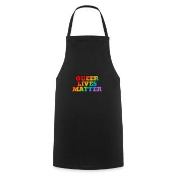 Queer lives matter LGBT Pride gay rainbow - Cooking Apron - black - Front - AI Model Male 185 dark (185cm)