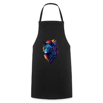 colorful abstract wolf - Cooking Apron - black - Front - AI Model Male 185 dark (185cm)