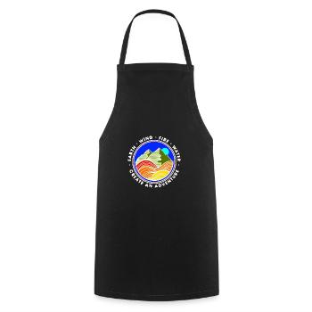 Natur Berge Wasser Sonne Illustration - Kochschürze - Schwarz - Vorne - AI Model Male 185 dark (185cm)