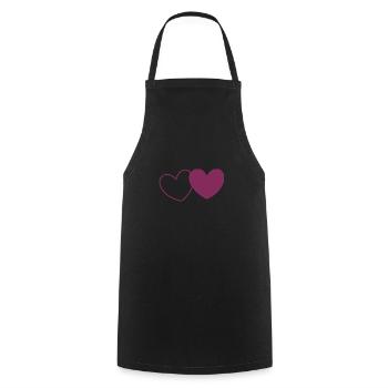 Saint Valentin Coeur Violet - Tablier de cuisine - noir - Devant - AI Model Male 185 dark (185cm)
