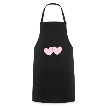 rosarotes Herz Herz rosa rot Herz pink Herzmuster - Kochschürze - Schwarz - Vorne - AI Model Male 185 dark (185cm)