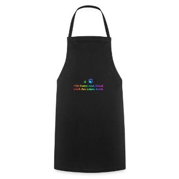 Cat and dog saying - Cooking Apron - black - Front - AI Model Male 185 dark (185cm)