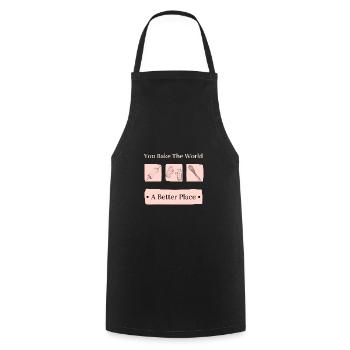 Bake The World A Better Place Cute Baking - Cooking Apron - black - Front - AI Model Male 185 dark (185cm)