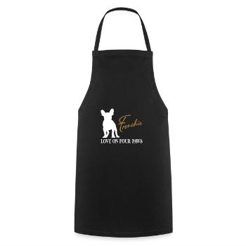 Frenchie amour sur quatre pattes - Tablier de cuisine - noir - Devant - AI Model Male 185 dark (185cm)