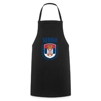 Serbia - Cooking Apron - black - Front - AI Model Male 185 dark (185cm)