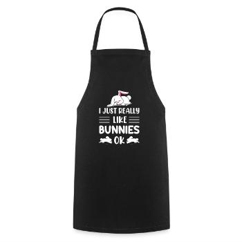 J’aime vraiment les lapins d’accord amoureux des animaux mignon - Tablier de cuisine - noir - Devant - AI Model Male 185 dark (185cm)