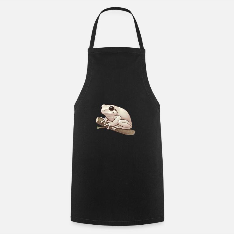 Realistic Tree Frog Soft Illustration - Cooking Apron - black