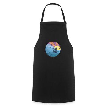 Surf en mer au soleil - Tablier de cuisine - noir - Devant - AI Model Male 185 dark (185cm)