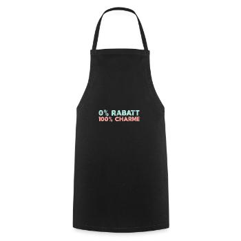 0% Rabatt, 100% Charme - Kochschürze - Schwarz - Vorne - AI Model Male 185 dark (185cm)