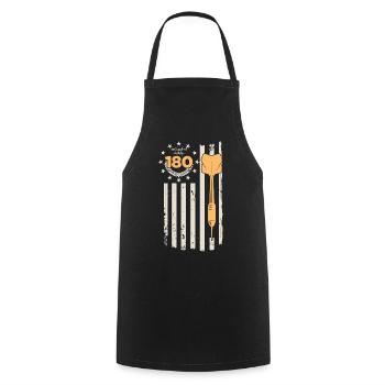 Retro Dart Motifs & Vintage Dartboard 180 Dart - Cooking Apron - black - Front - AI Model Male 185 dark (185cm)