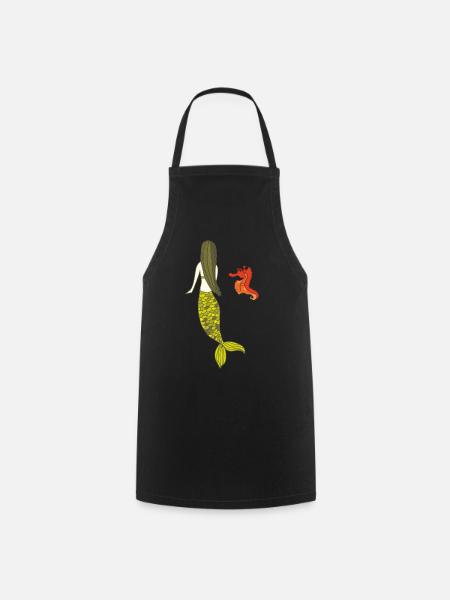 Date de sirène avec hippocampe - Tablier de cuisine - noir