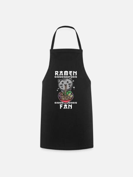 Comic Manga Cat Ramen Anime Animation Japan - Cooking Apron - black