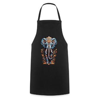 Spirituelles Elefant Mandala Indischer Boho Stil - Kochschürze - Schwarz - Vorne - AI Model Male 185 dark (185cm)