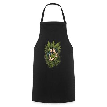 Naturverbundenes Paar Pflanzen Streetwear Design - Kochschürze - Schwarz - Vorne - AI Model Male 185 dark (185cm)