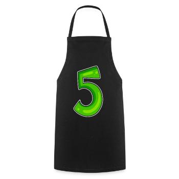 Number 5 Number Green - Cooking Apron - black - Front - AI Model Male 185 dark (185cm)