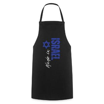 Fabriqué en Israël, design vertical - Tablier de cuisine - noir - Devant - AI Model Male 185 dark (185cm)