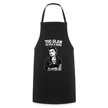 Rockabella Pin-Up: Outlaw Tattoo Girl & Lederjacke - Kochschürze - Schwarz - Vorne - AI Model Male 185 dark (185cm)