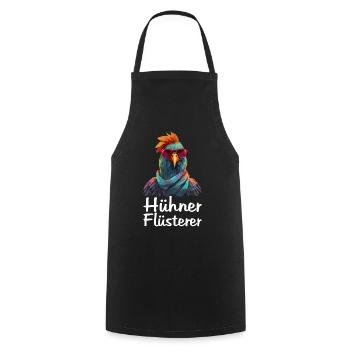 Hühner Flüsterer Huhn Landwirt Bauer Hahn Gockel - Kochschürze - Schwarz - Vorne - AI Model Male 185 dark (185cm)
