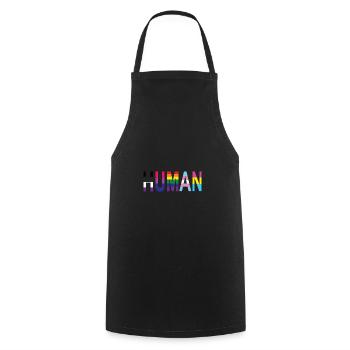 L’homme est humain Queer Gay Pride Mois LGBT - Tablier de cuisine - noir - Devant - AI Model Male 185 dark (185cm)