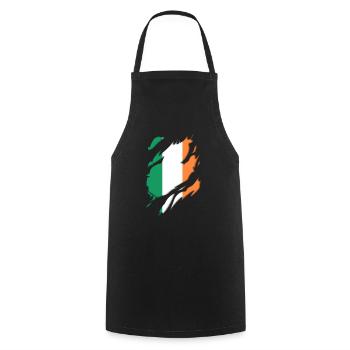 Ireland flag torn motif - Cooking Apron - black - Front - AI Model Male 185 dark (185cm)