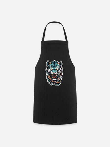 Tiger Japanisches Tattoo - Kochschürze - Schwarz