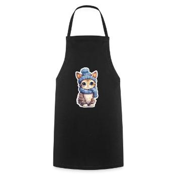 Cute kitten in the snow - Cooking Apron - black - Front - AI Model Male 185 dark (185cm)