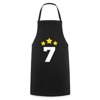 7 ans étoile - cadeau de 7e anniversaire - Tablier de cuisine - noir - Devant - AI Model Male 185 dark (185cm)
