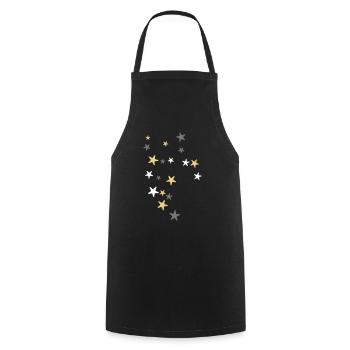 Christmas stars - three colors - Cooking Apron - black - Front - AI Model Male 185 dark (185cm)