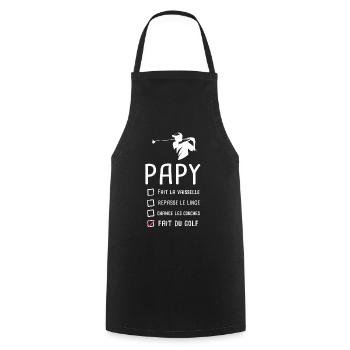 Papy golfer papi golf grandfather funny gift - Cooking Apron - black - Front - AI Model Male 185 dark (185cm)