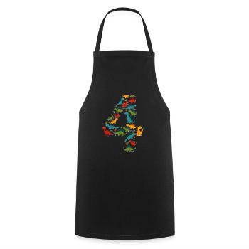 4ème anniversaire Dino Enfant - Tablier de cuisine - noir - Devant - AI Model Male 185 dark (185cm)
