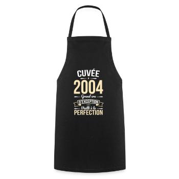 Anniversaire 20 ans - Cuvée 2004 - Cadeau Humour - Tablier de cuisine - noir - Devant - AI Model Male 185 dark (185cm)