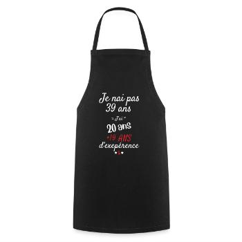 Je n'ai pas 39 ans cadeau d anniversaire - Tablier de cuisine - noir - Devant - AI Model Male 185 dark (185cm)